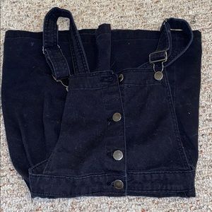 Overall black button dress